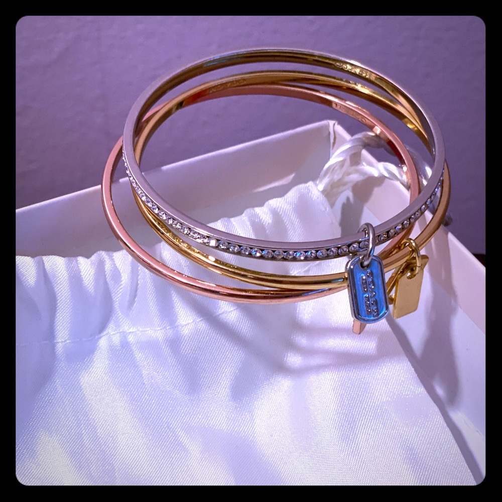 Tri-colored Coach bangles - set of 3 bracelets